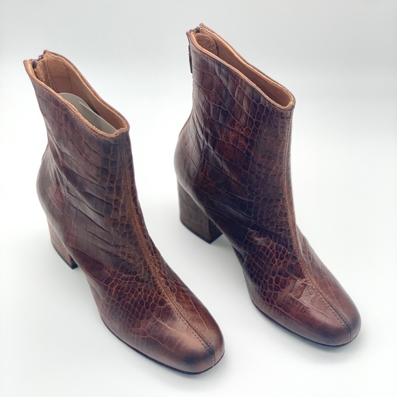 Free People Cecile Croc-Print Leather Ankle Bootie - Picture 9 of 11